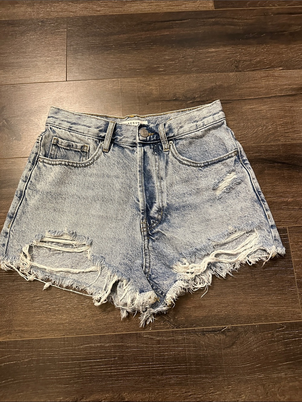 PacSun Light Blue Distressed High-Waist Denim Shorts